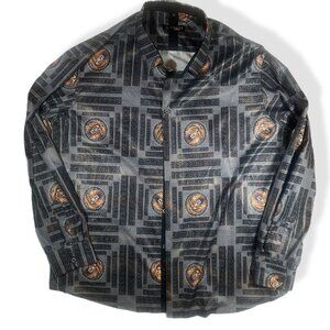 Chuxx Mens 2XL Button Front Shirt Lion Black Gold